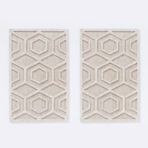 Raphic Wood Wall Art Whitewashed Hexagon Cre8 Nyc - Whitewashed Wooden Wall Art
